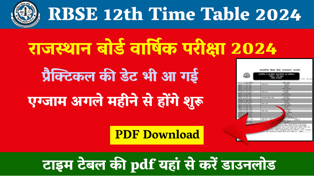 RBSE 12th Time Table 2024